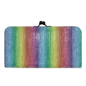 SHOPECOM Stylish Vintage Collection PU-Leather Shining & Glittering Material Hand Wallet/Clutch,Purse, Slim Ladies Purse (Rainbow,Multi Colour).