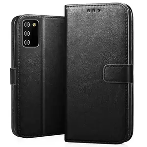 Shiv Mobile Samsung Galaxy M02s / Samsung Galaxy F02S / Samsung Galaxy A02S Flip Cover Leather Finish | Inside TPU with Card Pockets | Wallet Stand | Complete Protection Flip Case (Black)