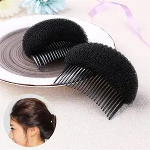 PARTYCART Set Of 2 Pcs Hair Volume Boost Fluffy Bump Up Puff Hair Donut Comb Black Pack Of 1
