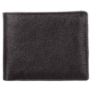 BLU WHALE Classic Pure Leather Men's Wallet Textured (Black)