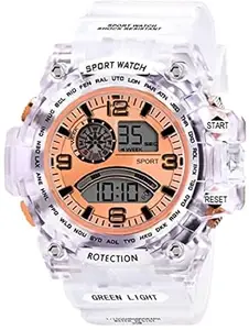 GIFFEMANS Digital Sports Multicolor Dial LED Transparent Watch for Mens Boys -W312