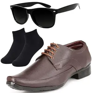 Vitoria Men/Boysl Men Brown Lace Formal Shoes with Black Socks & Black Wyfer/7