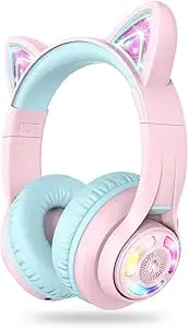 iClever Cat Ear tooth Headphones RGB LED Light Up Over Ear