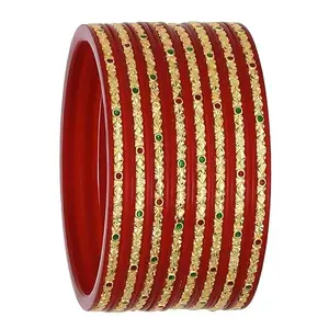 Barrfy Collections Micro Plating Red Colour Gold Plated Bangles Set (Pack Of 8 Bangles)-2.8 For Women