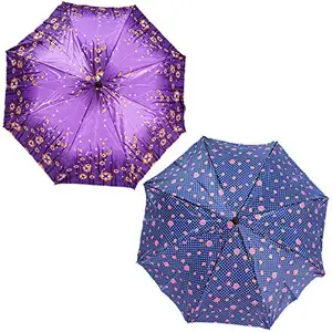 Rainpopson 3 Fold Umbrella for Women | Umbrella for Men 3 Fold | 3 fold Colour Umbrella | Umbrella Combo Pack of 2 | Umbrella for Girls (Multicolour) Set of 2 (FR_272)