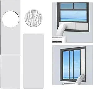 LBG Products Portable Air Conditioner Window Seal Plates Kit, Vertical AC Window Unit, Adjustable Seal AC Window Vent Kit for Exhaust Hose, Universal for Ducting