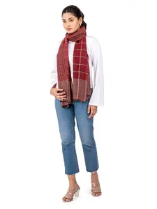 Naureen Women’s Fine Wool Reversible Check Stole, Soft, Lightweight & Elegant, Scarf Style, Suitable for All Seasons, 28x80 inch, Unisex Colors