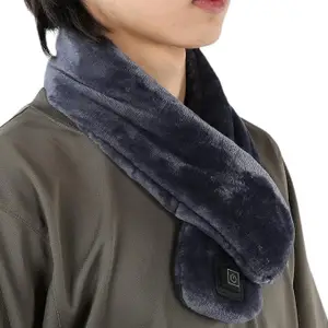 Neck Heater, Flannel Smart 3 Gears Adjustable Warm USB Outdoor Heating Scarf Electric for Winter for Cold Weather(Grey)