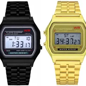 Brand: Acnos Acnos Brand 2 Combo Digital 4 Colours Vintage Square Dial Unisex Water Resist Watch for Men Women Pack of 2 (WR70)