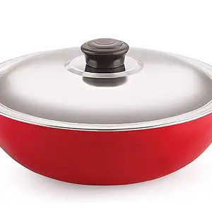 Nirlon Nonstick Aluminium Deep Fry Kadai/Wok 22cm