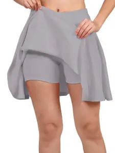 Mehrang Girl's/Women's Classic Stretchy All Time Trendy Skater Skirt with Attached Inner Shorts and Flared Inskirt