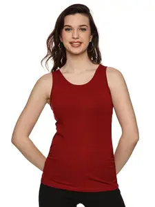 Sillyboom Women’s Sleeveless Tank Top – Soft Cotton Blend Slim Fit Round Neck Camisole, Gym, Yoga & Layering