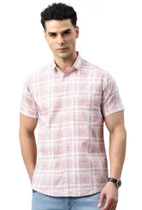 Visit the Majestic Man Store Majestic Man Men Slim Fit Pure Cotton Checkred Half Sleeve Casual Shirt