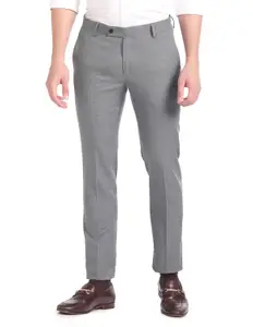 Visit the Arrow Store Arrow Men Regular fit Polyester HeatheredMid-Rise waistTrousers