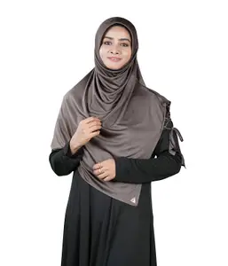 Mehar Hijab Soft Stretchable Ready-to-Wear Hijab Scarf for Muslim Women | Soft Stylish Lace-Up Shoulder Stone Work Design Women & Teenagers Hijab Famya