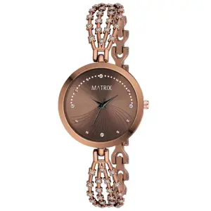 Visit the Matrix Store Matrix Daisy Collection | Stone Studded Dial with Designer Stone Studded Bracelet Chain Analog Watch for Women & Girls