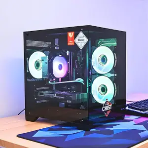 CHIST Gaming Desktop PC (RYZEN 5 5500, 8GB RAM, 512GB NVMe SSD, RX 550 Graphic Card, Windows 11 PRO, MS Office 2021) Black