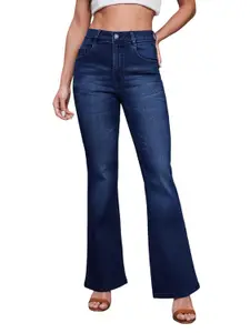 Visit the Miss Chase Store Miss Chase Women's Wide-Leg High-Rise Regular-Length Stretchable Shaping Denim Jeans