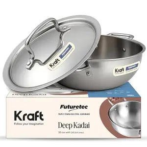 Kraft Futuretec Triply Stainless Steel Extra Deep Kadai