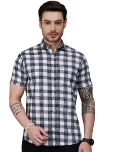 Visit the Majestic Man Store Majestic Man Men Slim Fit Pure Cotton Checkred Half Sleeve Casual Shirt