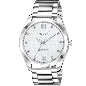 Visit the LOUIS DEVIN Store LOUIS DEVIN Steel Chain Analog Wrist Watch for Men (White/Blue/Black Dial) | LD-GR062-CH