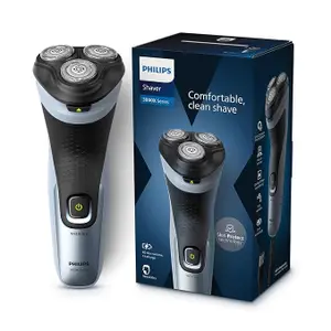 Philips Electric Shaver for Men, SkinProtect Technology, Wet and Dry Shave, 3D Floating Heads, 27 Self Sharpening Blades, Pop-up Trimmer, Cordless, Waterproof X3063/03 (New Model)