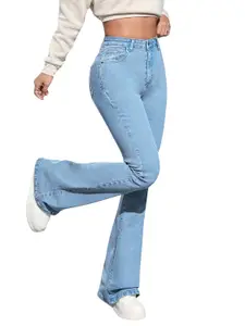 Visit the Aahwan Store Aahwan Blue Solid Low Waist Bootcut Denim Jeans for Women's & Girls'