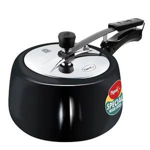 Pigeon by Stovekraft Hard Anodised Pressure Cooker 3 Litre (14547) Induction Base, Inner Lid