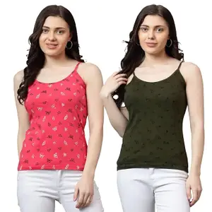 DIAZ Women's Super Combed Cotton Rib Fabric Tank Top with Stay Fresh Treatment (Pack of 2)