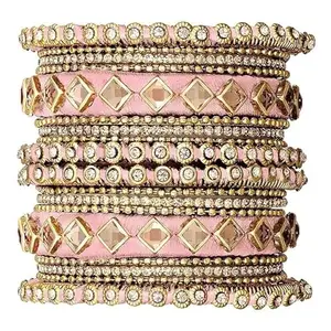 Manasi Bangles Silk Thread Kundan Chuda Chura Bangle Set Navratri Gift for Women and Girls | MB22PCH