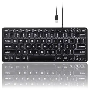 Perixx PERIBOARD-332 Mini Wired Backlit Keyboard – Ultra-Slim USB Keyboard