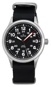 Visit the RATIO Store RATIO Field Watch Sapphire Crystal Nylon Strap Easy Reader Casual Watch Japanese Quartz 100m Water Resistant Military Watch for Men