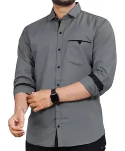 Visit the CB-COLEBROOK Store CB-COLEBROOK Men's Regular Fit Solid Soft Touch Cotton Casual Shirt with Pocket Design with Spread Collar & Full Sleeves (Available in Plus Size)