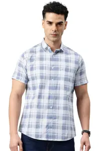 Visit the Majestic Man Store Majestic Man Men Slim Fit Pure Cotton Checkred Half Sleeve Casual Shirt