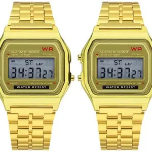 Brand: Acnos Acnos Brand 2 Combo Digital 4 Colours Vintage Square Dial Unisex Water Resist Watch for Men Women Pack of 2 (WR70)