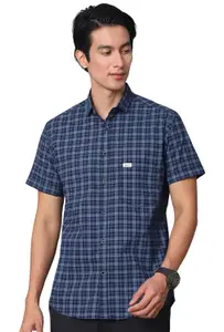 Visit the Majestic Man Store Majestic Man Men Comfort Slim Fit Checked Pure Cotton Half Sleeve Casual Shirt