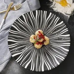 Brandberrys Royal Setting Plates Set | Ceramic | Black and White | 27CM x 27CM x 2CM