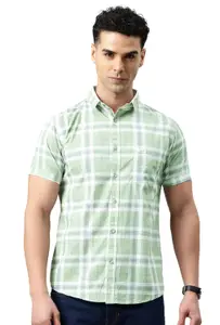 Visit the Majestic Man Store Majestic Man Men Slim Fit Pure Cotton Checkred Half Sleeve Casual Shirt