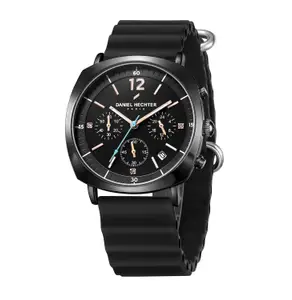 Brand: Daniel Hechter Daniel Hechter Paris Cluny Collection Multifunction Watch for Men with Round Dial, Date Display and Wavy Pattern Silicon Strap