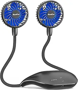 HandFan 5000mAh Portable Neck Fan, Bladeless Wearable Personal Fan, Rechargeable Neckband Fan, Max 21H Working Time, Hands