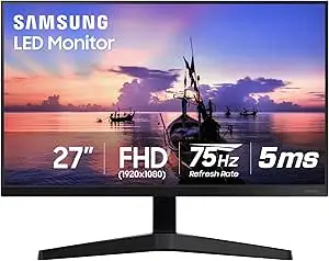 SAMSUNG T35F Series 27-Inch FHD 1080p Computer Monitor, 75Hz, IPS Panel, HDMI, VGA (D-Sub), 3-Sided Border-Less
