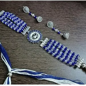 Fabric Multicolor Jewellery Set (Pack of 1) Earring00 & Necklace Set M 15