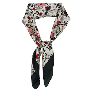 Printed Silk Blend Women Scarf (Pink & Beige) 100x100 cm