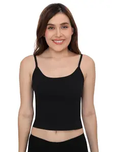 PLUMBURY Women's Non Padded Cotton Spandex Short Slip Relaxed Fit Camisole