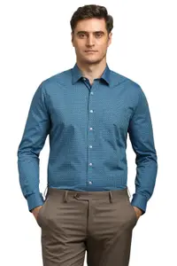 Visit the Louis Philippe Store Louis Philippe Men's Slim Fit Easy to Iron Everyday wear Premium Cotton Full Sleeve Checks Formal Shirt