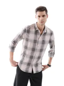 Brand: The Indian Garage Co The Indian Garage Co Men Slim Fit Checkered Full Sleeves Spread Collar Casual Shirt