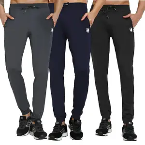 Visit the RynoGear Store RynoGear Regular fit Stretchable Track Pants Combo with Zipper Pockets (Pack of 3)