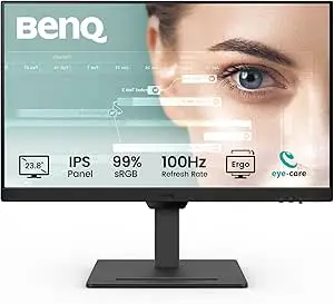 BenQ GW2480T 24" 1080p IPS Eye-Care Monitor, Height Adjustment, HDMI, Brightness Intelligence, Low Light, Flicker