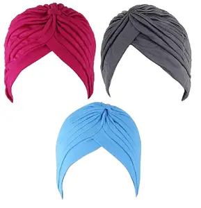 BISMAADH Chemo Sleep Turban Cap Headwear Scarf Beanie Cap for Cancer Patient Hair Loss - Pack of 3