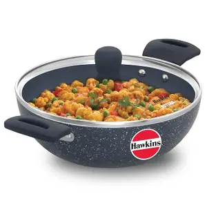 Hawkins Ceramic Nonstick Pressure Cooker and Deep Kadhai (3 Litre Cooker + 2.5 Litre Kadai)
